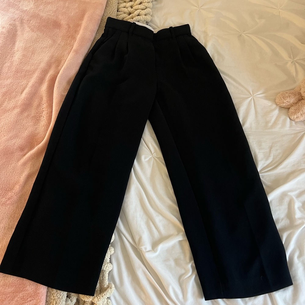 black wide leg trousers